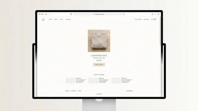 Mockup storefront ATELIER 08, stile minimal